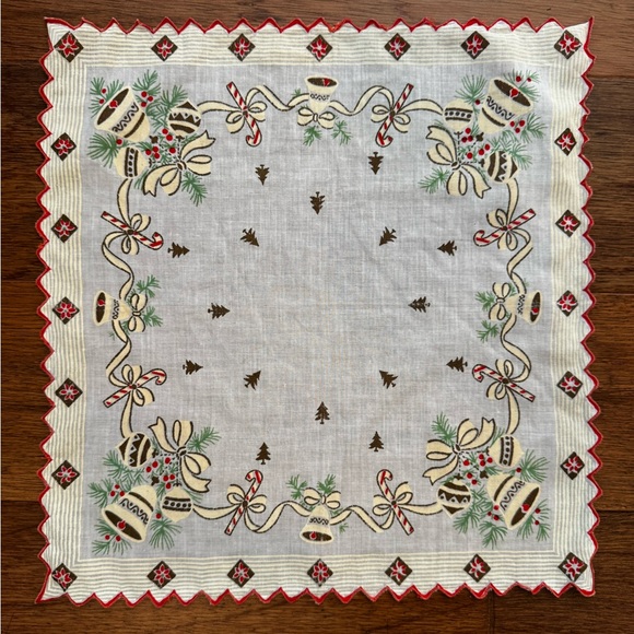 Set of 2 Vintage Christmas Handkerchiefs - Picture 2 of 4